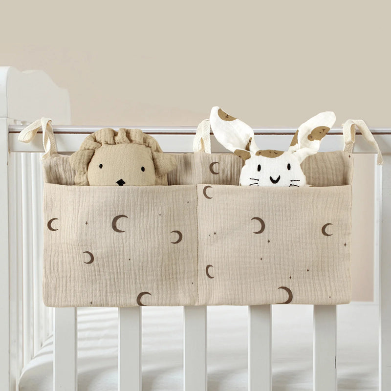 Baby Bedside Organizer 🍼 | Portable Diaper Caddy with Dual Pockets for Newborn Essentials
