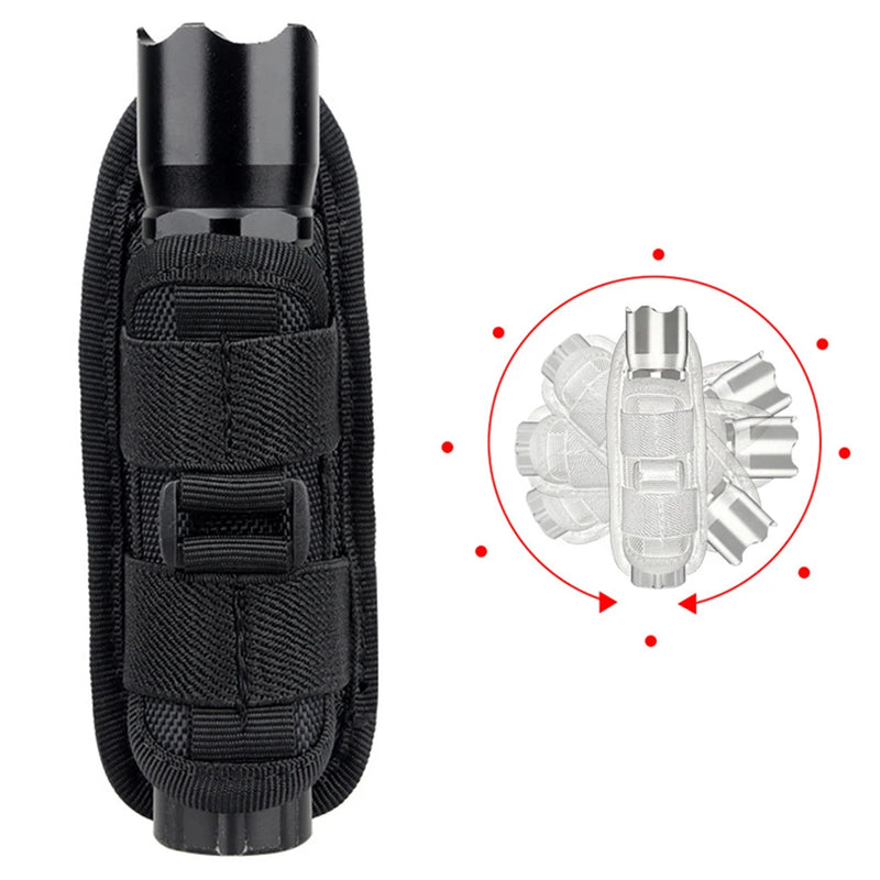 Tactical 360° Rotating Flashlight Holster – Durable Belt Torch Pouch for Hunting, Survival & Outdoor Gear