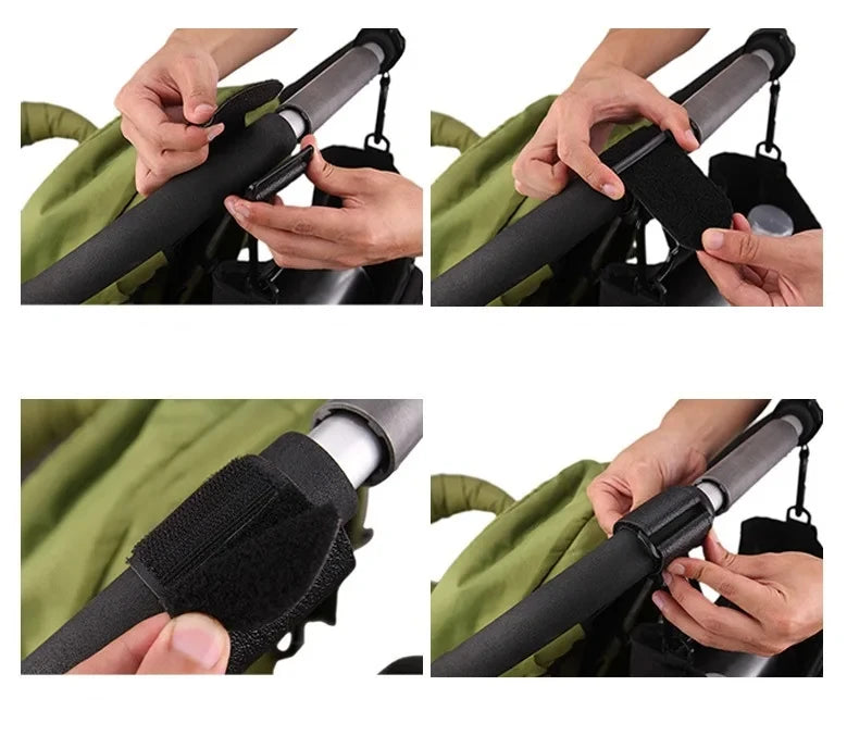 2Pcs Premium Leather Stroller Hooks – Adjustable PU Pram Clips for Diaper Bags & Baby Travel Essentials 👶👜