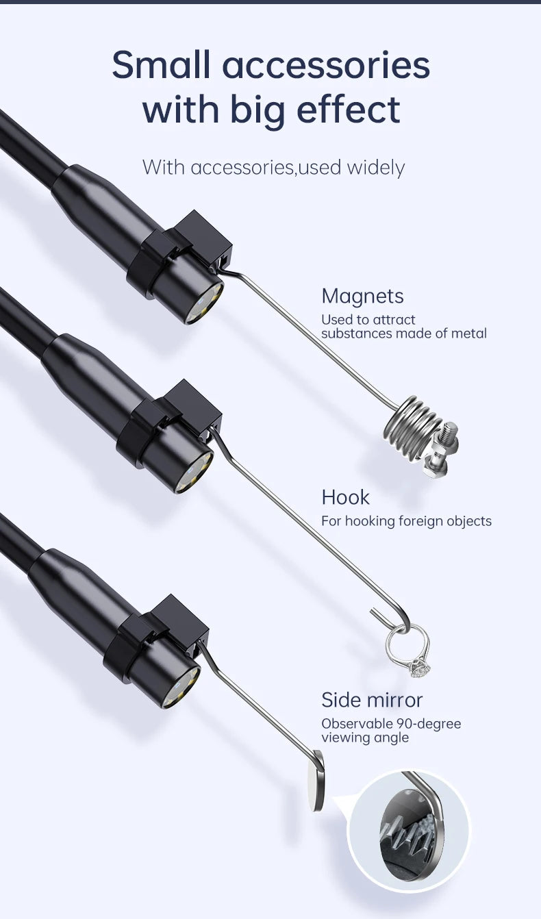 Industrial Endoscope Camera 8mm 1080P HD with 4.3" IPS Screen & 8 LED Lights – Waterproof Pipe Inspection Camera for Car Repair, Plumbing, and Borescope