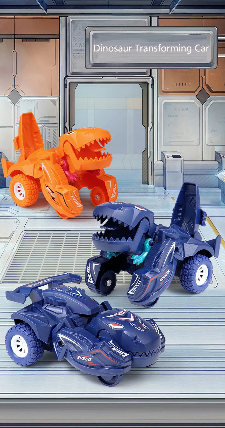 2 IN 1 Dinosaur Deformation Car Model Toy 🚗🦖 - One Step Action Collision Transformation Mini Vehicle for Boys | Kids Gift 🎁