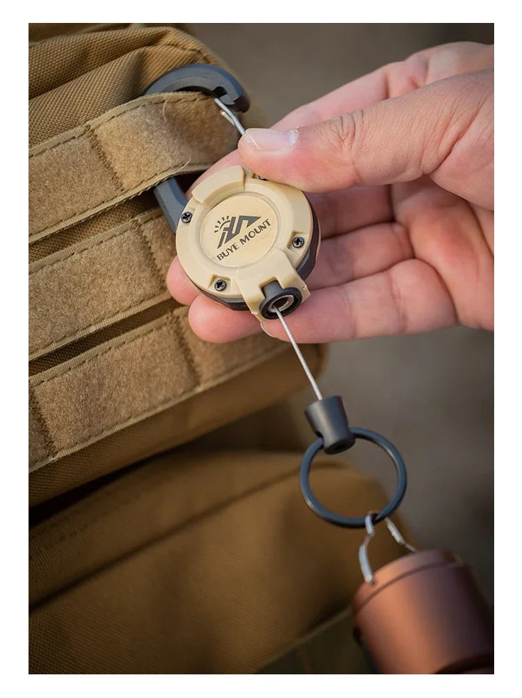 🔒 Heavy Duty Retractable Badge Reel with Carabiner – Steel Wire Keychain Holder for ID & Tools