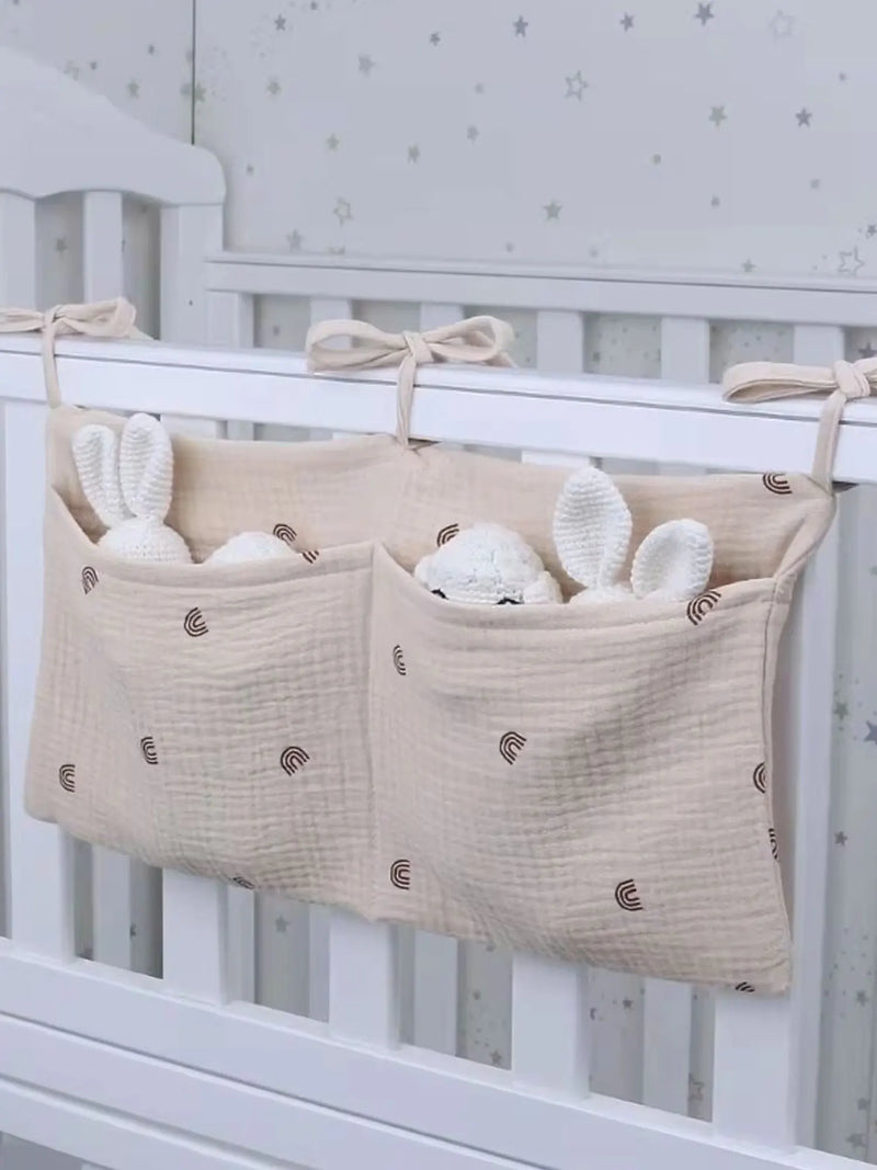 Baby Bedside Organizer 🍼 | Portable Diaper Caddy with Dual Pockets for Newborn Essentials