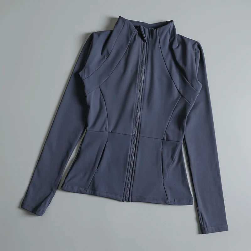 Women's Yoga Jacket – Stand Collar, Long Sleeve, High Stretch Workout Top 🧘‍♀️💪