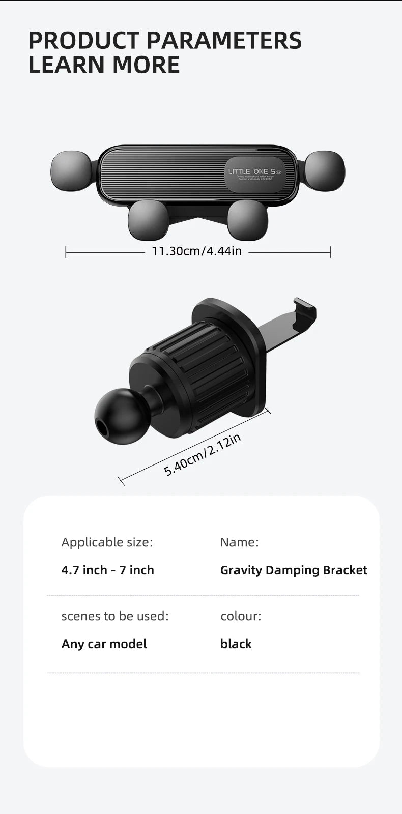 Universal Gravity Car Phone Holder for 4.7-7 Inch Phones 🚗📱 - Shockproof Air Vent Mount