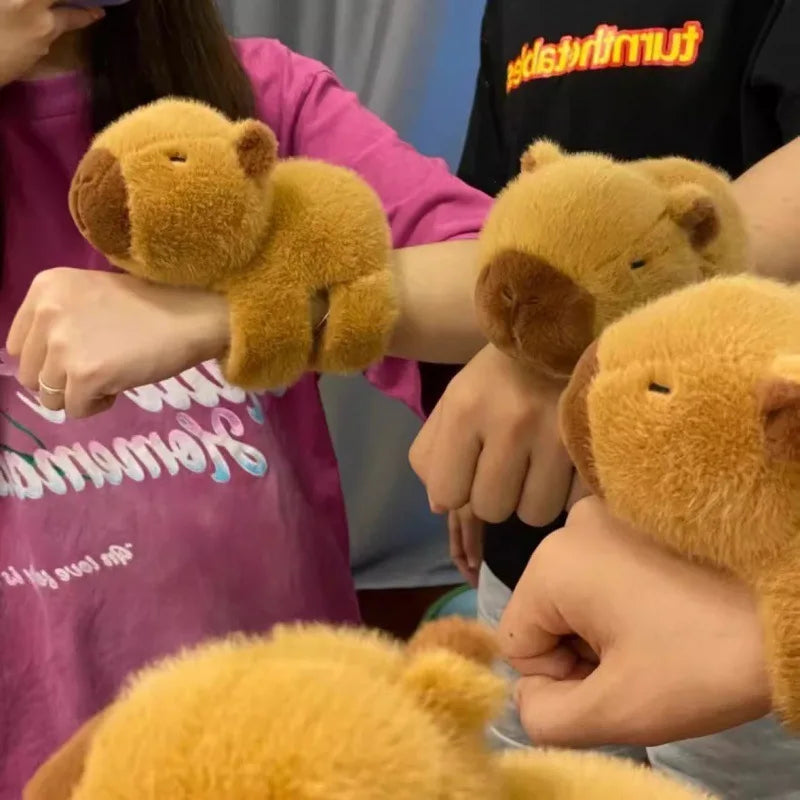 Capybara Slap Bracelet Plush Toy 🦦 – Soft Stuffed Animal Hugger & Interactive Wristband for Kids
