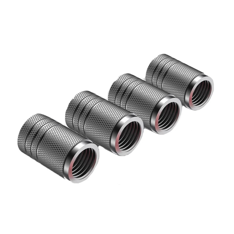 4Pcs Aluminum Tire Valve Stem Caps – Universal Knurled Design for Car & Motorcycle Wheels, Dustproof & Leakproof