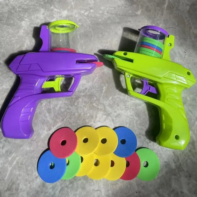 Mini Carrot Flying Disc Launcher Gun – Safe EVA Saucer Toy for Kids Outdoor Fun