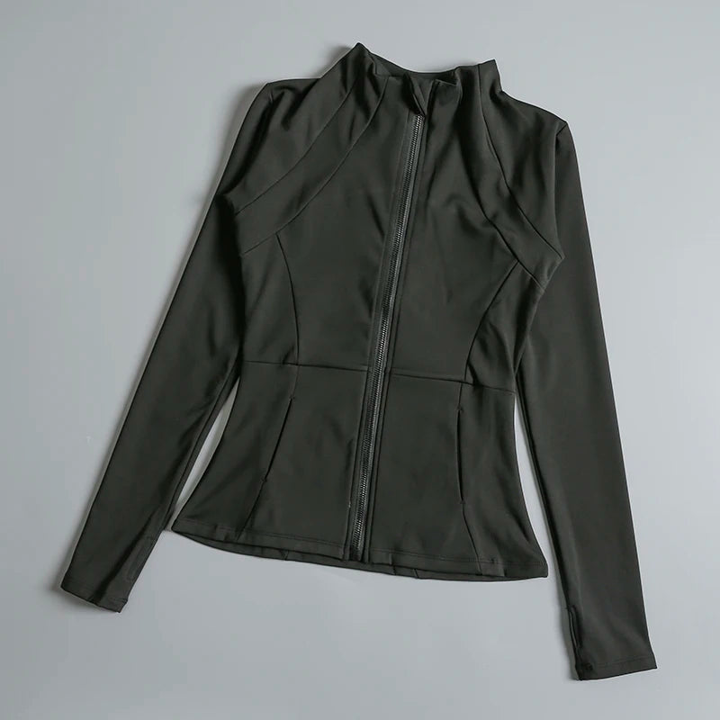 Women's Yoga Jacket – Stand Collar, Long Sleeve, High Stretch Workout Top 🧘‍♀️💪