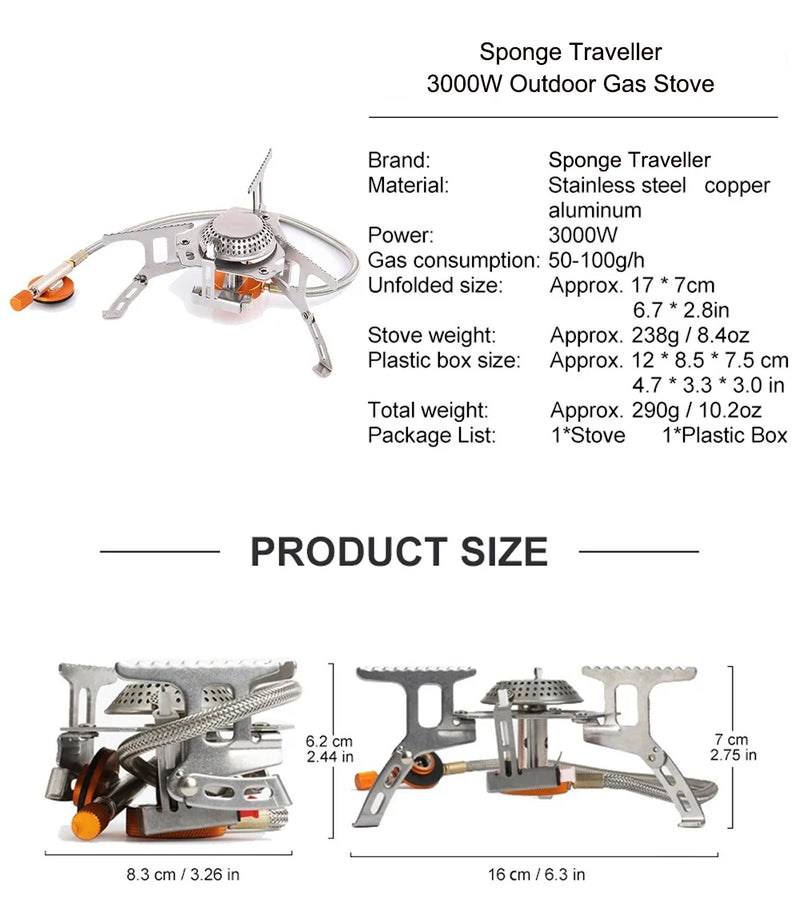 🔥 Portable Folding Camping Gas Stove – 3500W Outdoor Cooking Burner for Hiking, Backpacking & Picnic