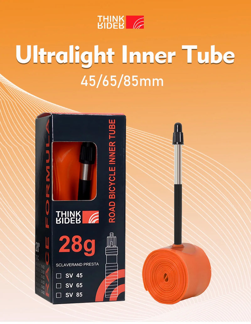 ThinkRider Ultralight 28g Bike Inner Tube - 700x18/25/28/32 TPU Material, 65mm French Valve 🚴‍♂️🚲