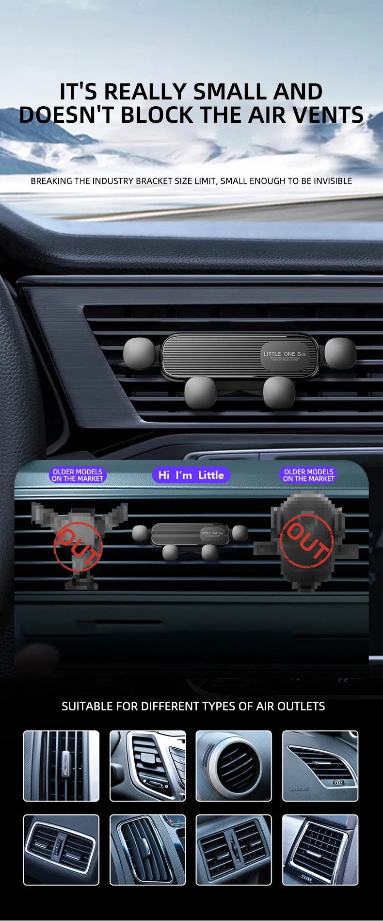 Universal Gravity Car Phone Holder for 4.7-7 Inch Phones 🚗📱 - Shockproof Air Vent Mount