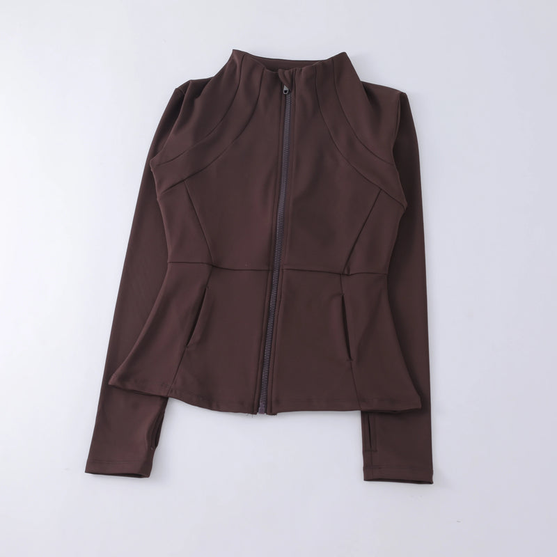 Women's Yoga Jacket – Stand Collar, Long Sleeve, High Stretch Workout Top 🧘‍♀️💪