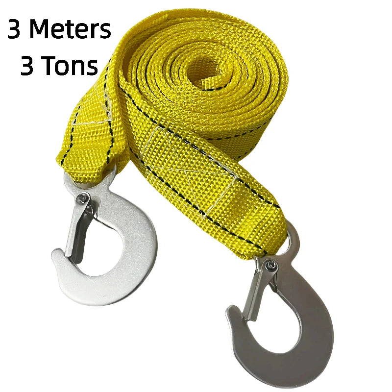 🚗 Heavy Duty 4M Car Tow Rope – 5 Ton Recovery Strap with Steel Hooks