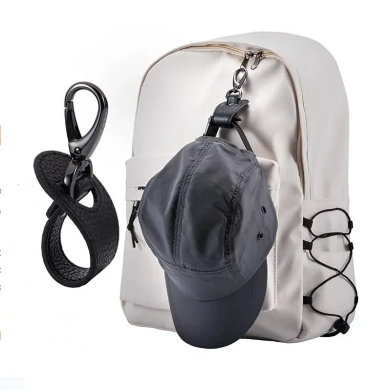 Travel Leather Hat Clip - Golf & Baseball Cap Strap, Hands-Free Glove & Towel Storage Clip
