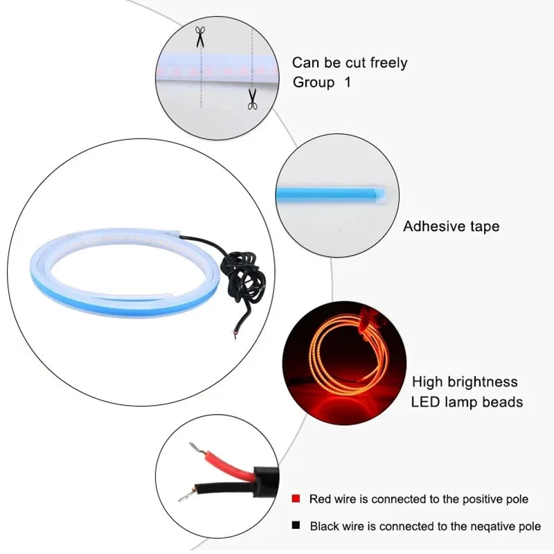 150cm LED DRL Scanning Car Hood Light Strip – 12V Decorative Ambient Engine Hood Lamp 🚗✨