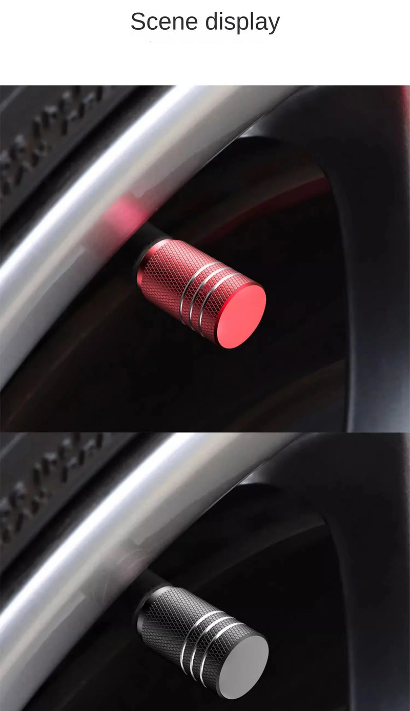 4Pcs Aluminum Tire Valve Stem Caps – Universal Knurled Design for Car & Motorcycle Wheels, Dustproof & Leakproof