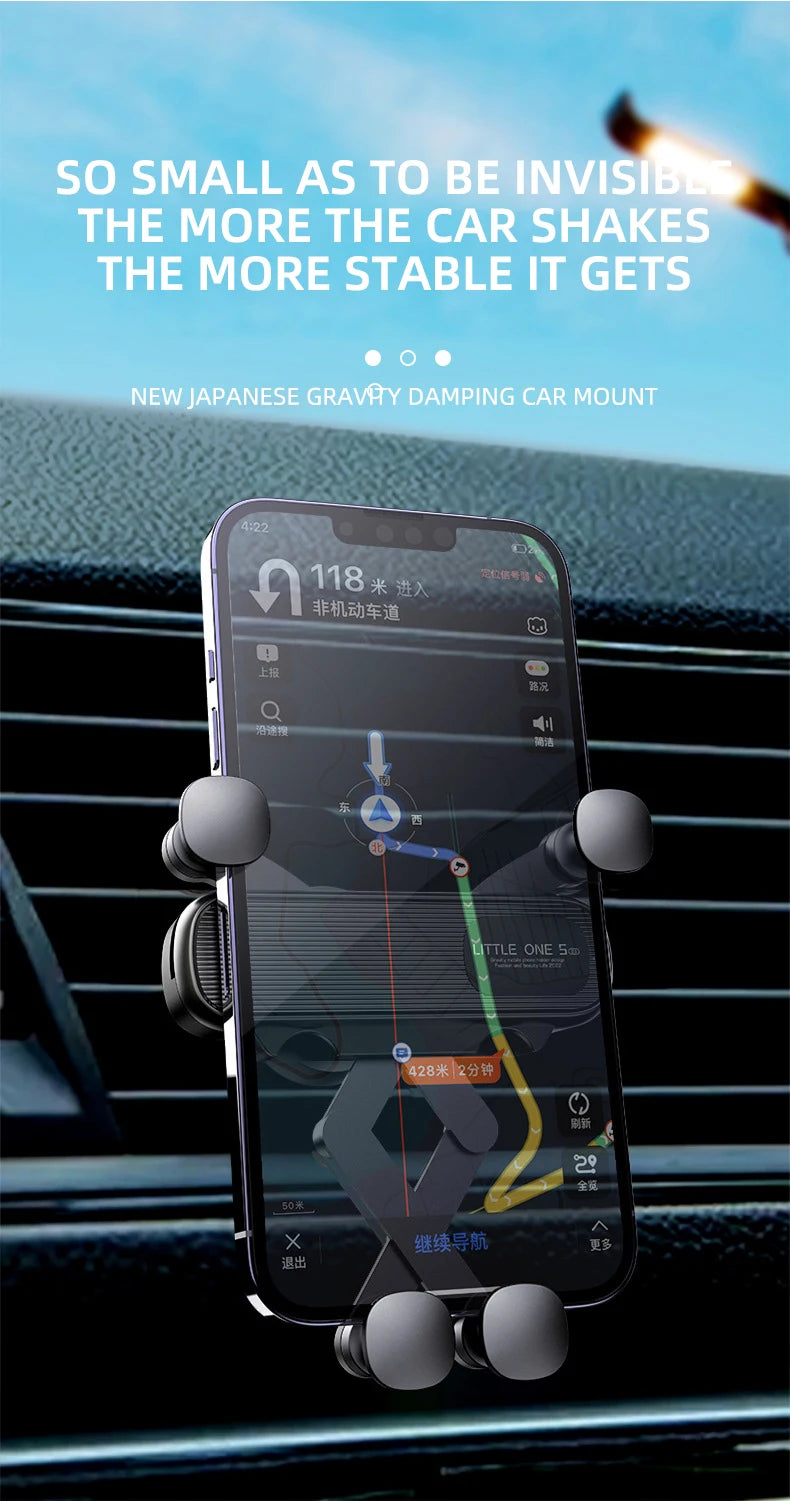 Universal Gravity Car Phone Holder for 4.7-7 Inch Phones 🚗📱 - Shockproof Air Vent Mount