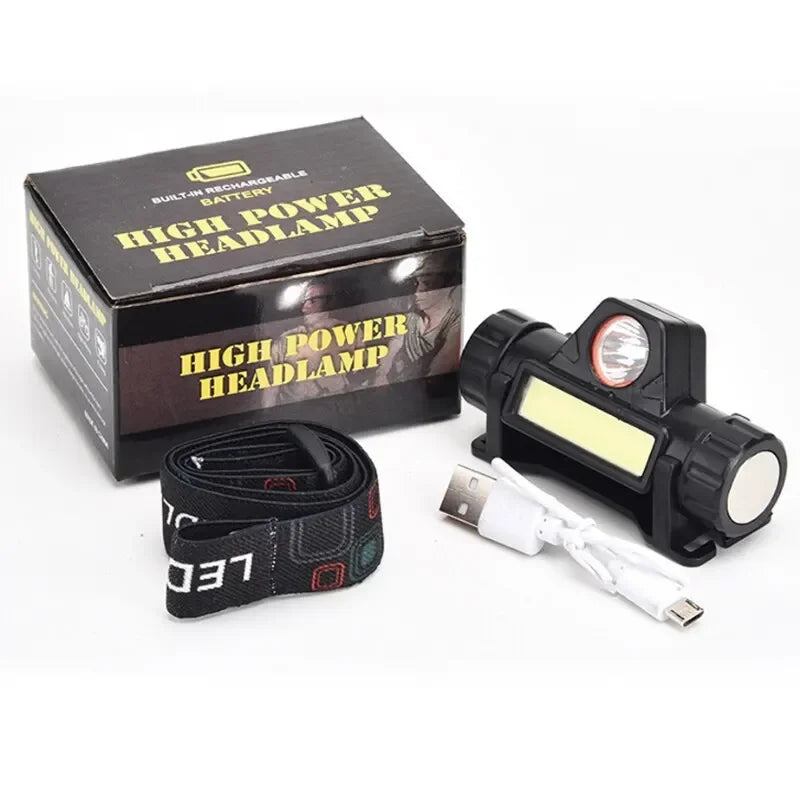 🔥 Ultra Bright COB LED Rechargeable Headlamp – USB Magnetic & Waterproof Head Torch for Outdoor, Fishing & Camping