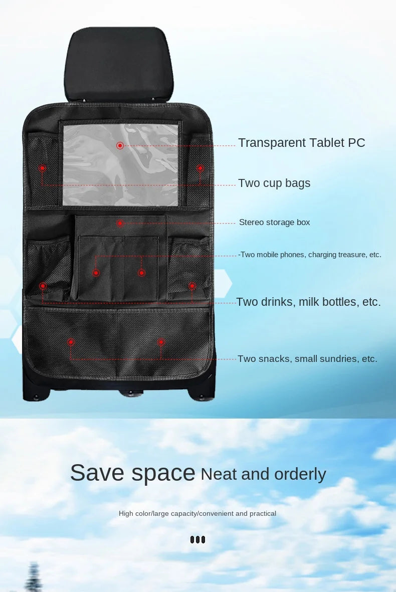 🚗 Car Backseat Organizer with Touchscreen Tablet Holder – Multi-Pocket Storage & Seat Protector