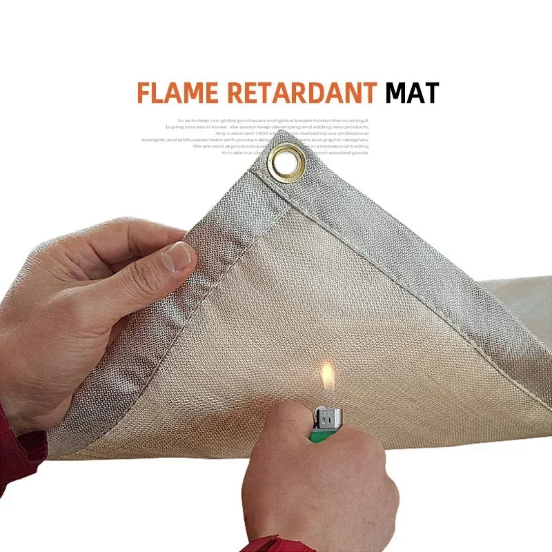 🔥 Fireproof Camping Mat – Flame Retardant BBQ & Picnic Blanket | Heat Resistant Fiberglass Cloth