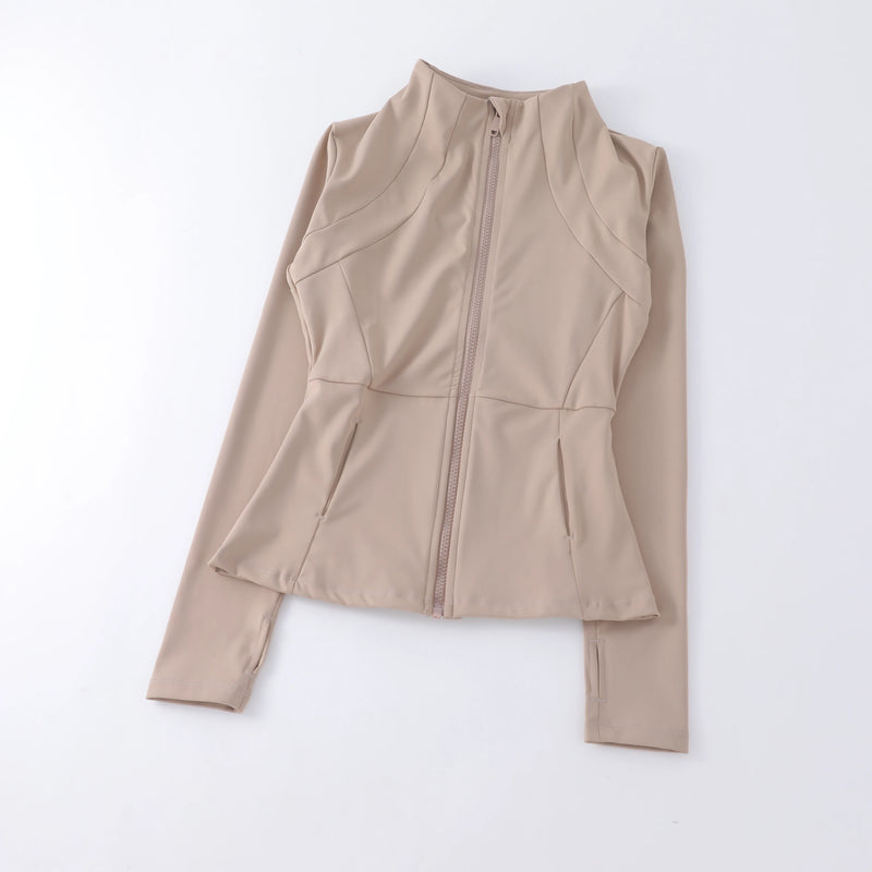 Women's Yoga Jacket – Stand Collar, Long Sleeve, High Stretch Workout Top 🧘‍♀️💪