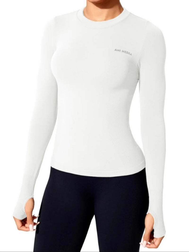 Women’s Long Sleeve Yoga Shirt – Quick Dry Gym & Running Fitness Top