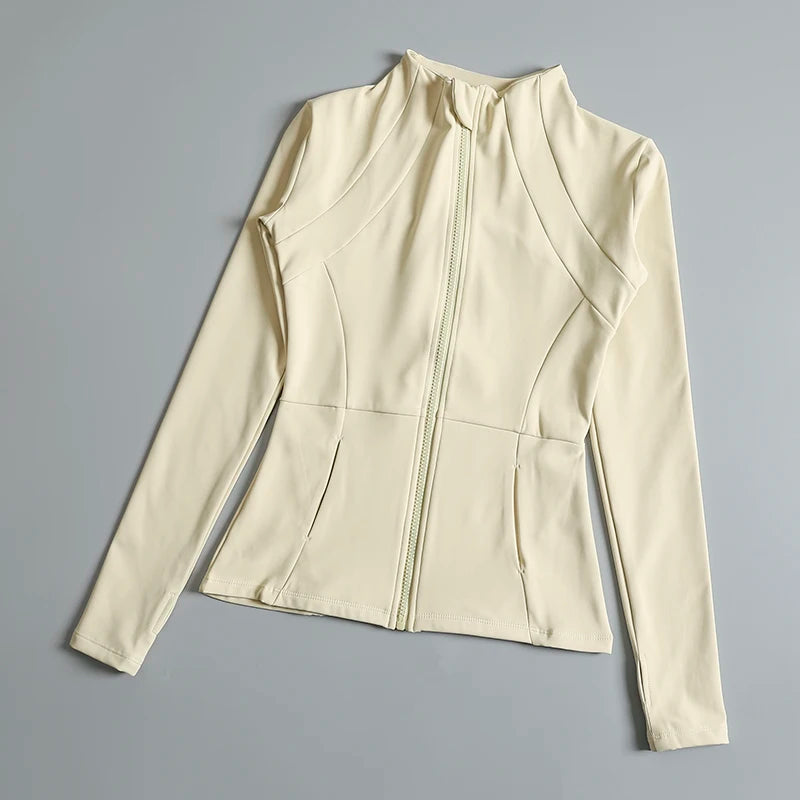 Women's Yoga Jacket – Stand Collar, Long Sleeve, High Stretch Workout Top 🧘‍♀️💪