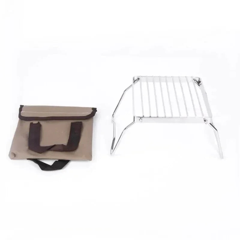 🔥 Portable Stainless Steel Camping Stove Rack – Foldable Outdoor BBQ Grill & Pot Holder 🏕️