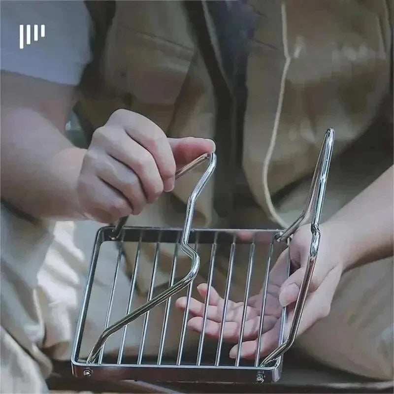 🔥 Portable Stainless Steel Camping Stove Rack – Foldable Outdoor BBQ Grill & Pot Holder 🏕️