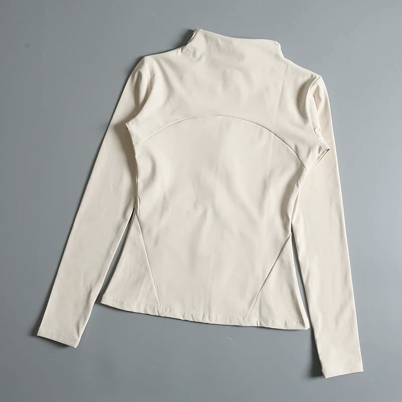 Women's Yoga Jacket – Stand Collar, Long Sleeve, High Stretch Workout Top 🧘‍♀️💪