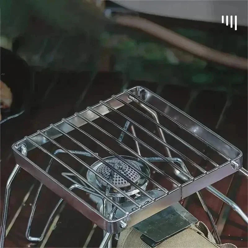 🔥 Portable Stainless Steel Camping Stove Rack – Foldable Outdoor BBQ Grill & Pot Holder 🏕️