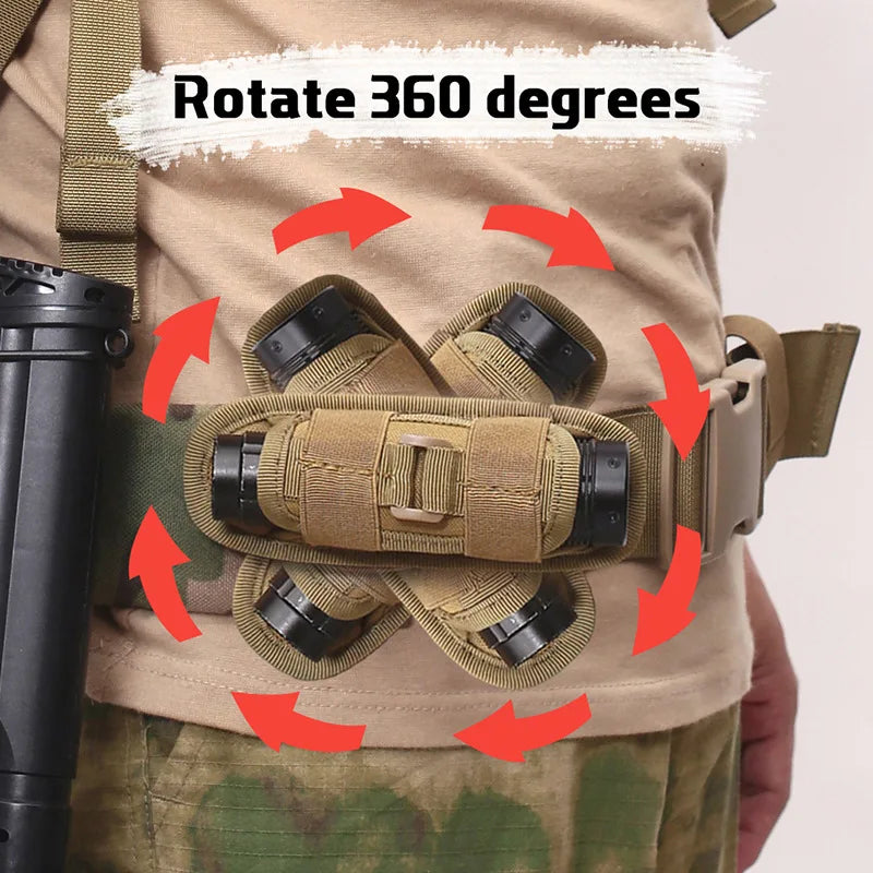 Tactical 360° Rotating Flashlight Holster – Durable Belt Torch Pouch for Hunting, Survival & Outdoor Gear