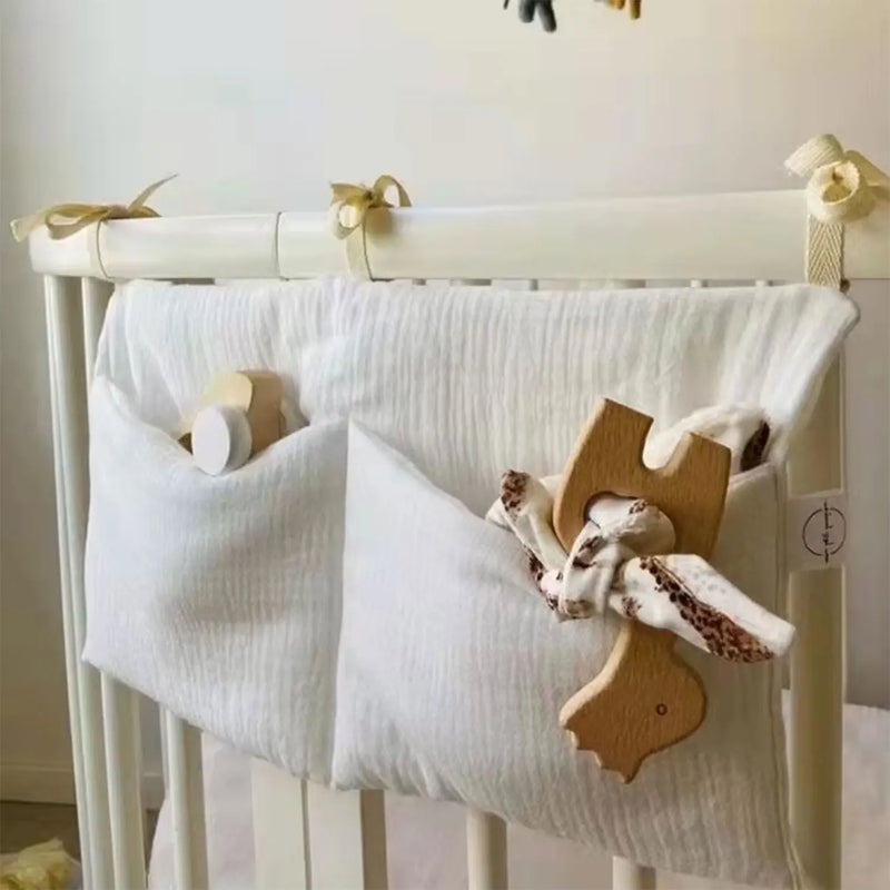 Baby Bedside Organizer 🍼 | Portable Diaper Caddy with Dual Pockets for Newborn Essentials