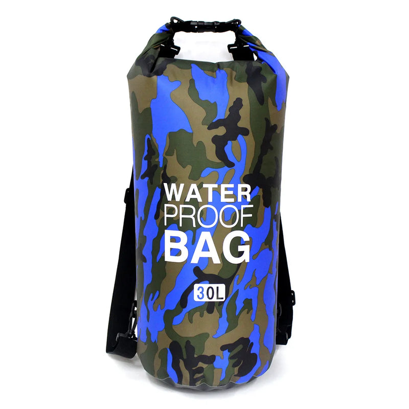 30L Camouflage Waterproof Dry Bag 🌊 | PVC-Coated Sack for Rafting, Trekking & Diving Adventures
