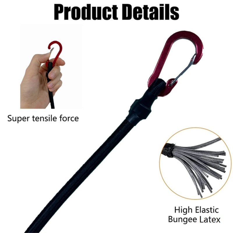 💪 Heavy Duty Bungee Cord with Carabiner Hooks – Elastic Tie Strap for Kayak 🚣‍♂️, Cycling 🚴, Luggage 🧳 & Camping 🏕️ Accessories
