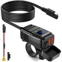 🔋 Extractme QC3.0 Motorcycle USB Charger – Waterproof 12V Handlebar Mount w/ Voltmeter ⚡