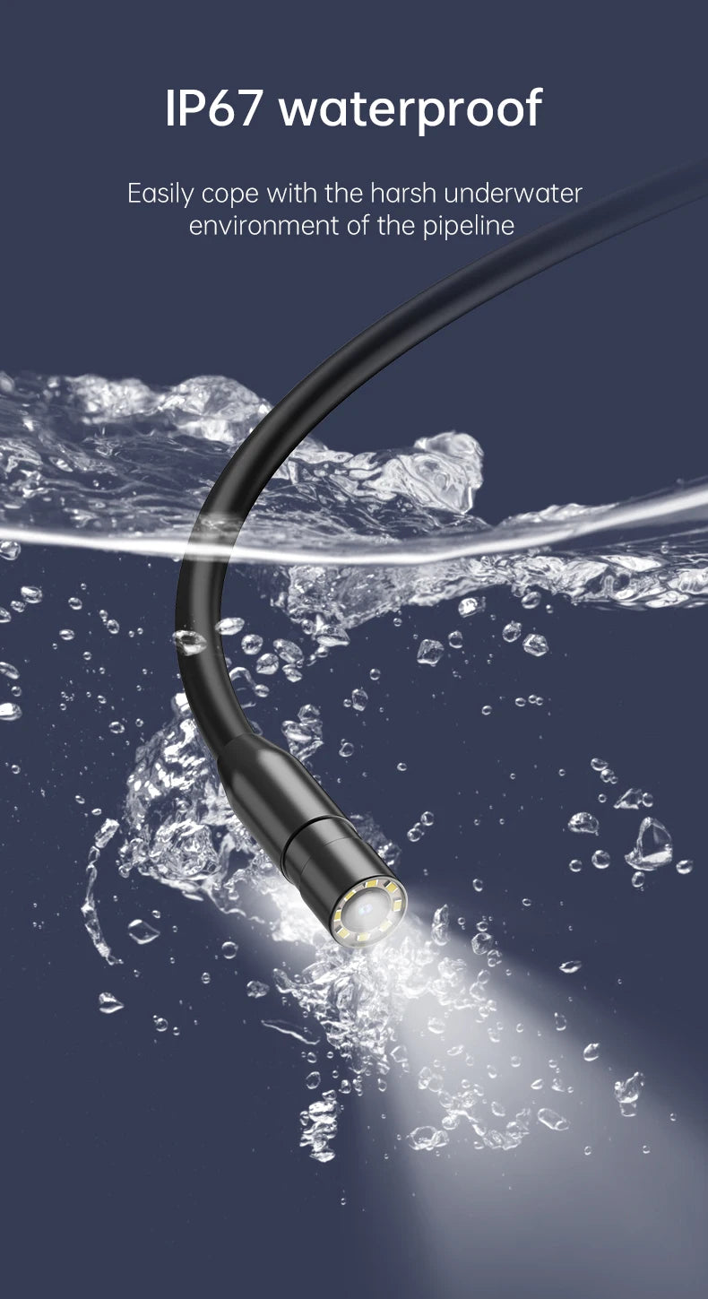 Industrial Endoscope Camera 8mm 1080P HD with 4.3" IPS Screen & 8 LED Lights – Waterproof Pipe Inspection Camera for Car Repair, Plumbing, and Borescope