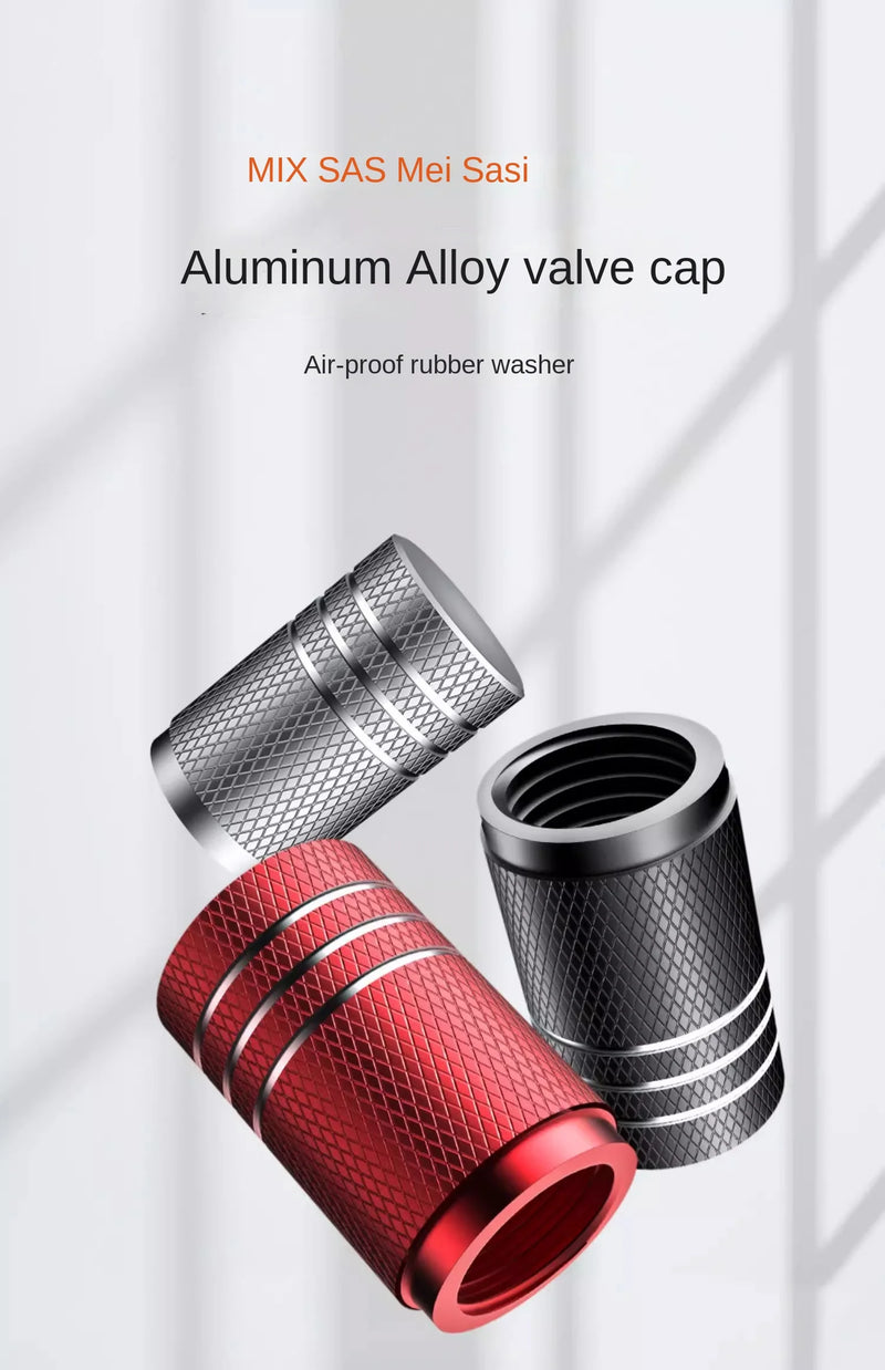 4Pcs Aluminum Tire Valve Stem Caps – Universal Knurled Design for Car & Motorcycle Wheels, Dustproof & Leakproof