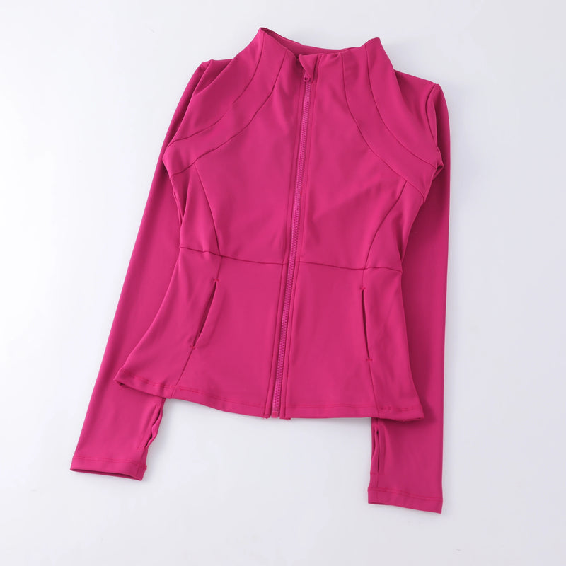 Women's Yoga Jacket – Stand Collar, Long Sleeve, High Stretch Workout Top 🧘‍♀️💪