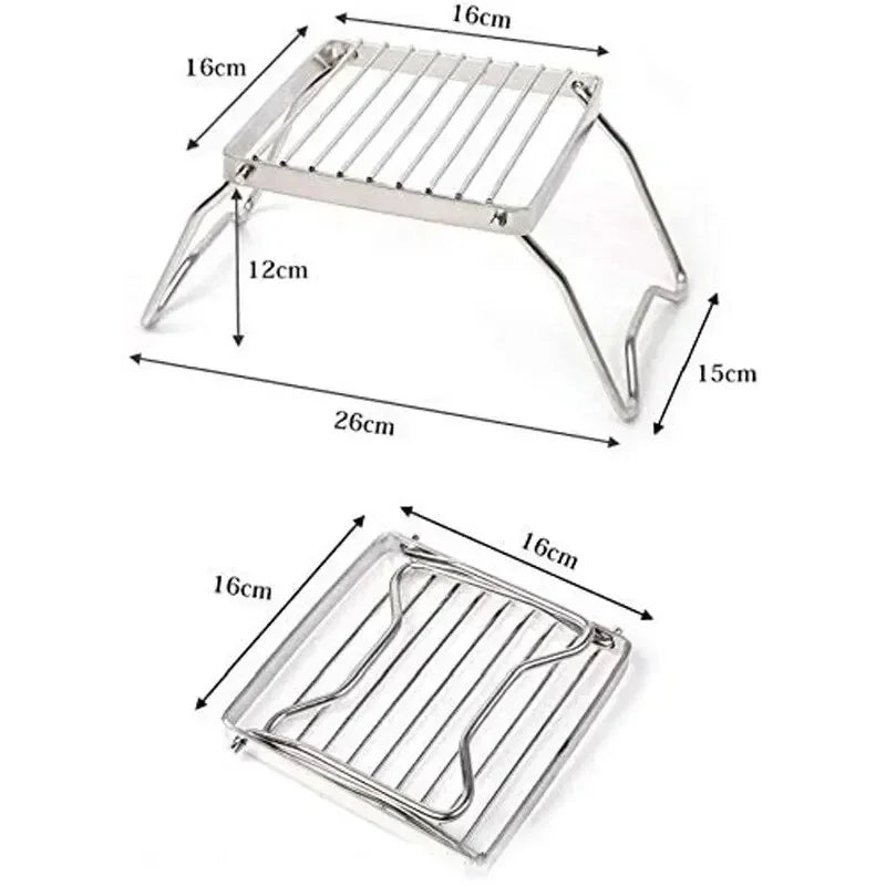 🔥 Portable Stainless Steel Camping Stove Rack – Foldable Outdoor BBQ Grill & Pot Holder 🏕️