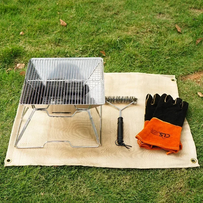 🔥 Fireproof Camping Mat – Flame Retardant BBQ & Picnic Blanket | Heat Resistant Fiberglass Cloth