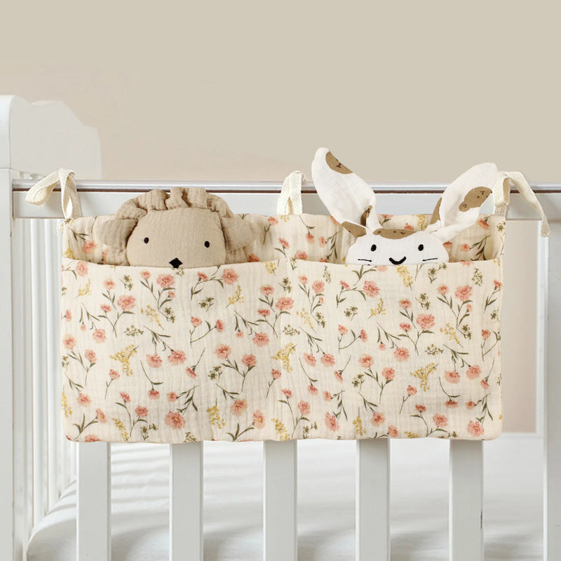 Baby Bedside Organizer 🍼 | Portable Diaper Caddy with Dual Pockets for Newborn Essentials