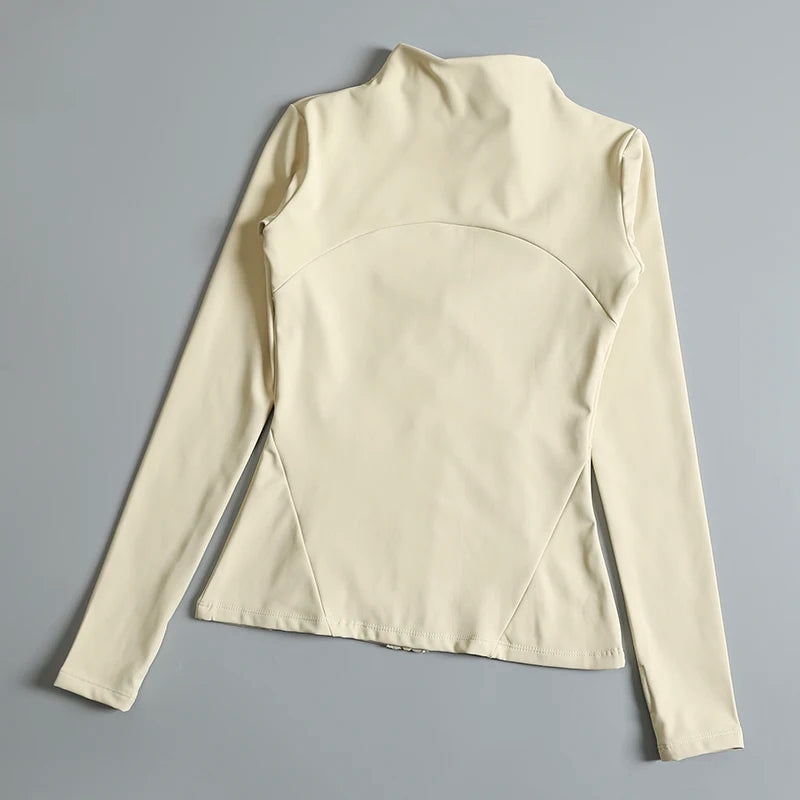 Women's Yoga Jacket – Stand Collar, Long Sleeve, High Stretch Workout Top 🧘‍♀️💪