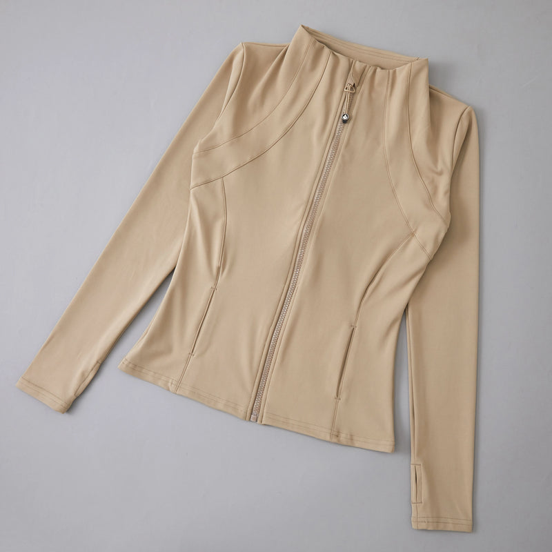 Women's Yoga Jacket – Stand Collar, Long Sleeve, High Stretch Workout Top 🧘‍♀️💪
