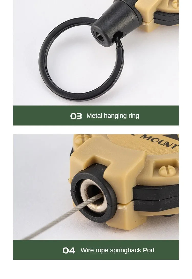 🔒 Heavy Duty Retractable Badge Reel with Carabiner – Steel Wire Keychain Holder for ID & Tools