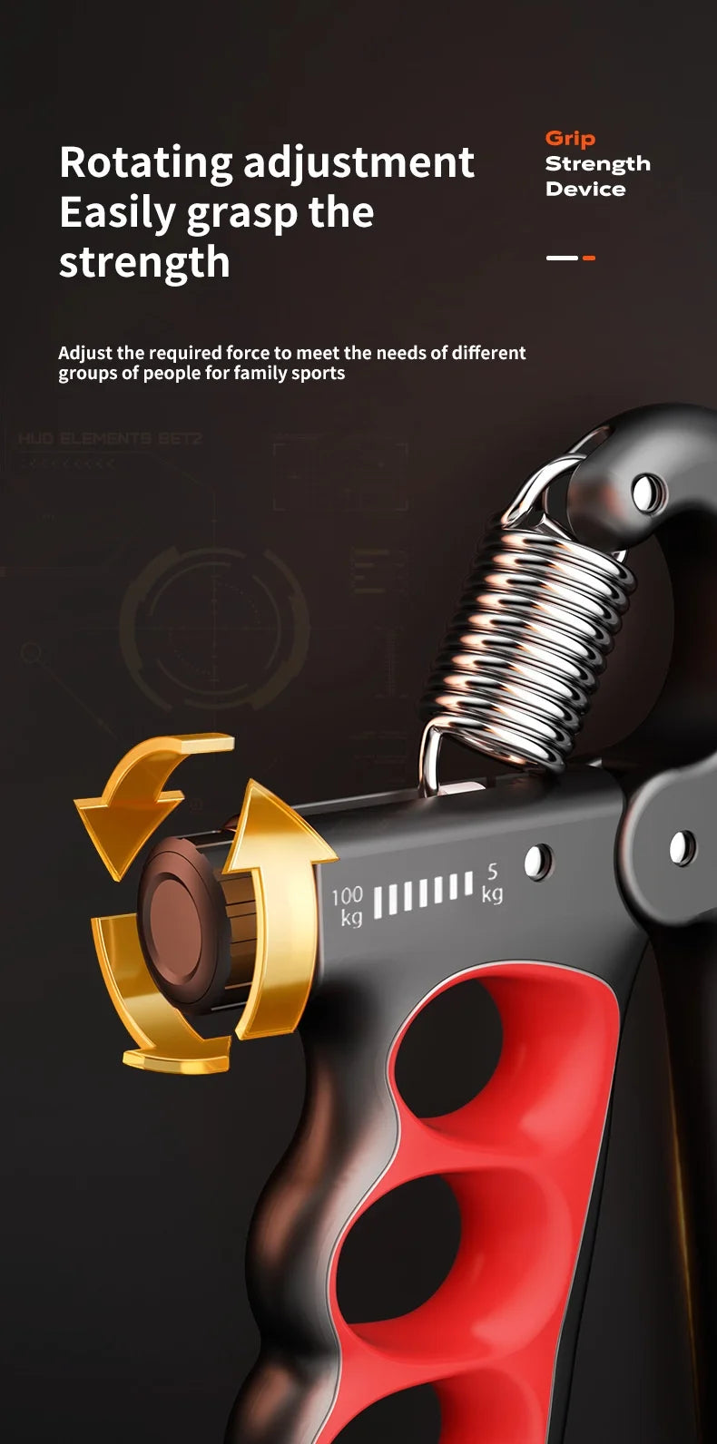 💪 Adjustable Hand Grip Strengthener 5-100kg | Wrist & Forearm Exerciser for Gym & Recovery
