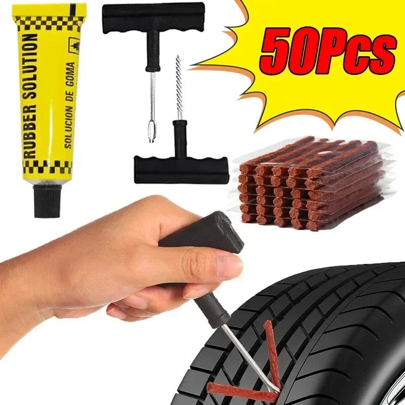 Universal 5-50Pc Tubeless Tire Repair Kit – Heavy Duty Puncture Plug Set for Car, Motorcycle, Truck, SUV & Off-Road Vehicles
