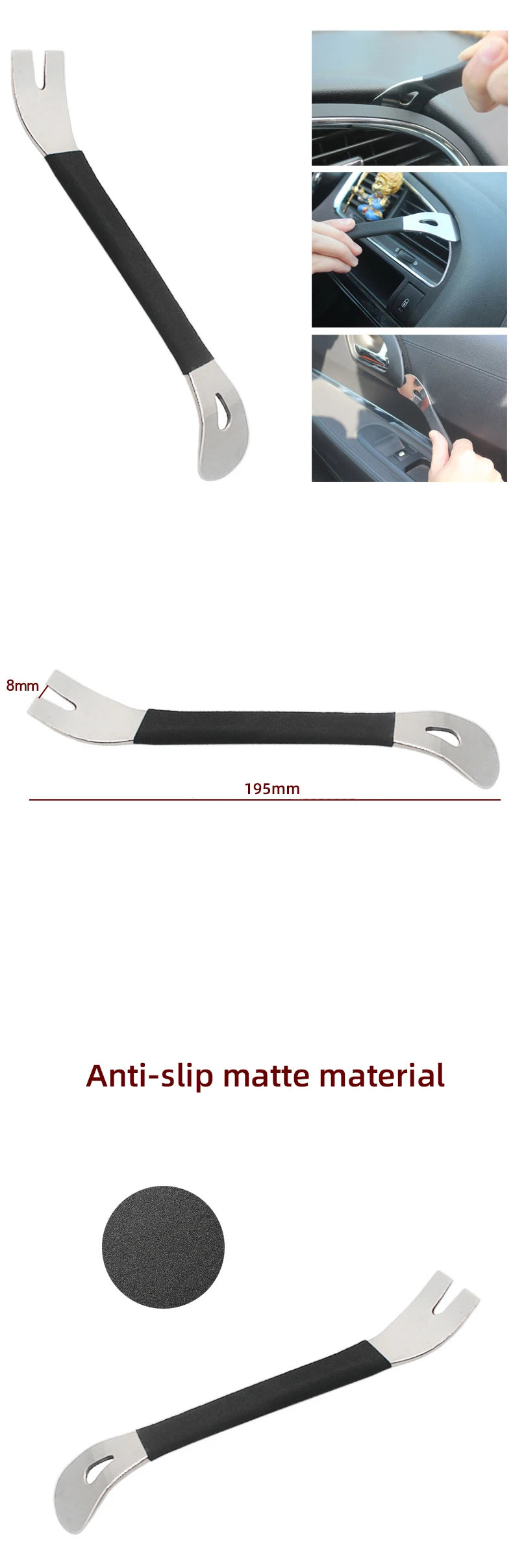 ProSteel™ Dual-End Car Trim Removal Tool – Stainless Steel Pry Tool for Car Panels & Fasteners