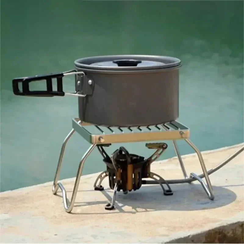 🔥 Portable Stainless Steel Camping Stove Rack – Foldable Outdoor BBQ Grill & Pot Holder 🏕️